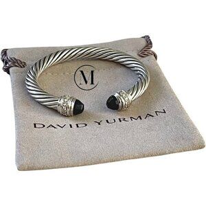 David Yurman 7mm Black Onyx & Diamonds Bracelet - Size Small